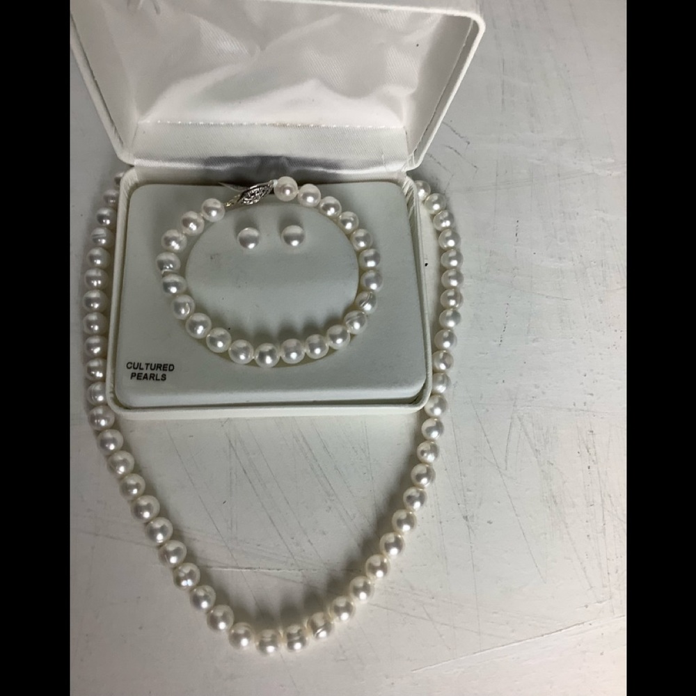 Kohls Sterling Silver Cultured Pearl 3 piece Set